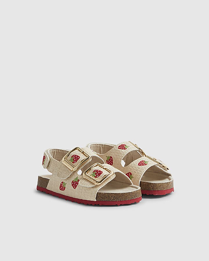 Mini Girls Red Strawberry Footbed Sandals