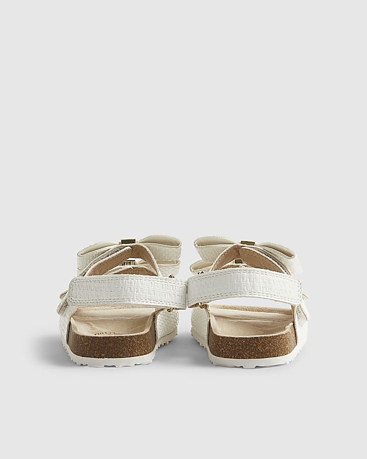 Mini Girls White Bow Footbed Sandals