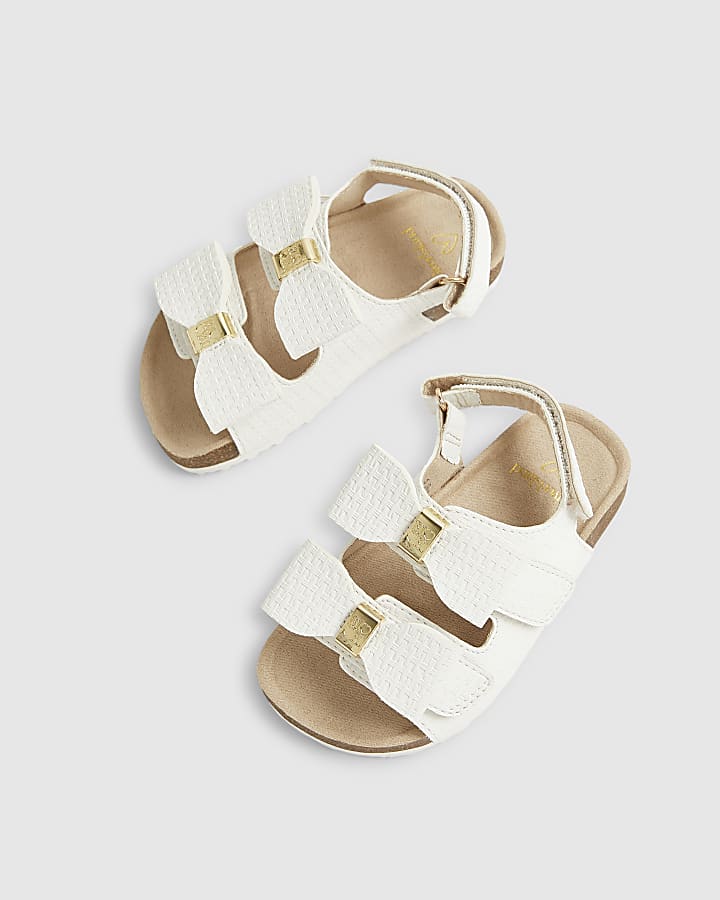 Mini Girls White Bow Footbed Sandals