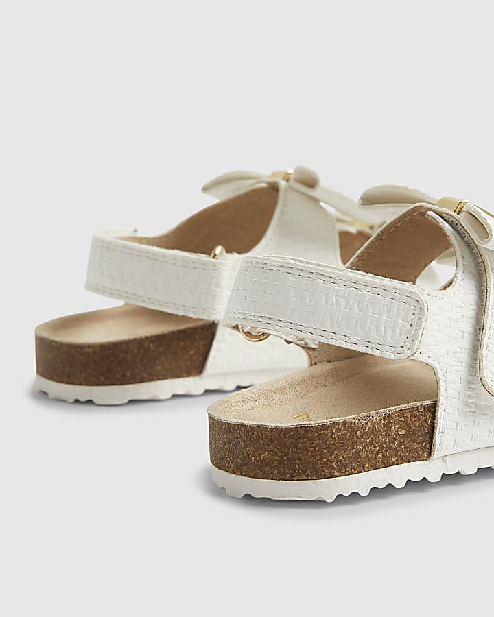 Mini Girls White Bow Footbed Sandals