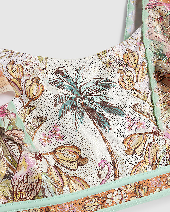 Girls Orange Frill Bikini