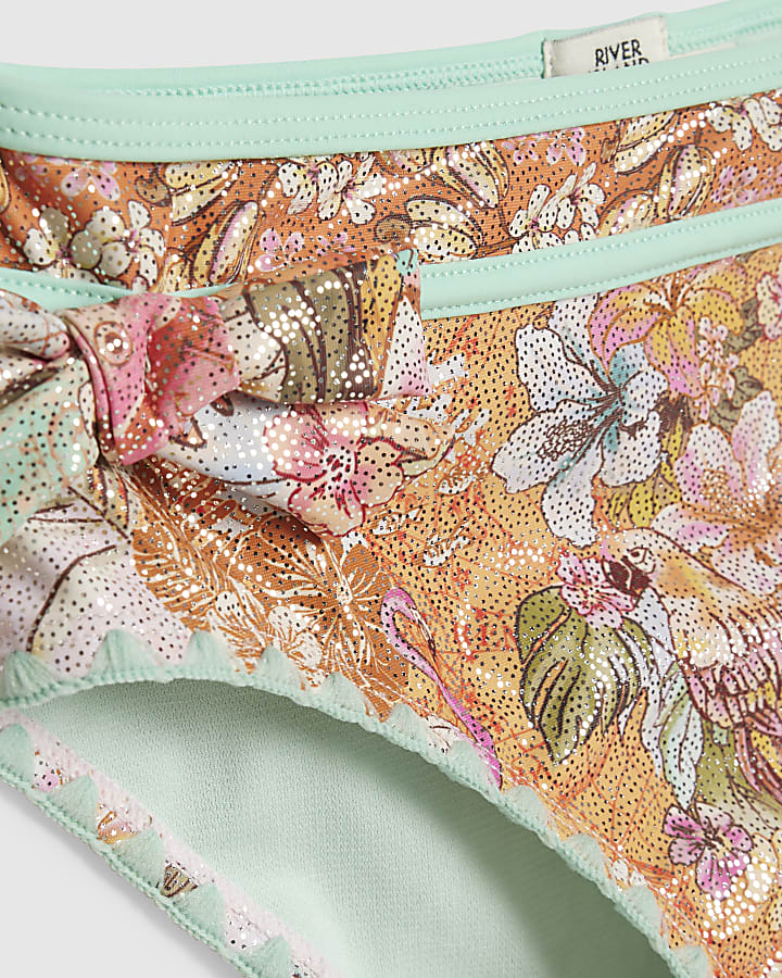 Girls Orange Frill Bikini