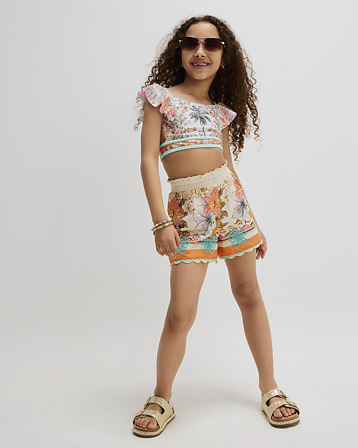 Girls Orange Frill Bikini