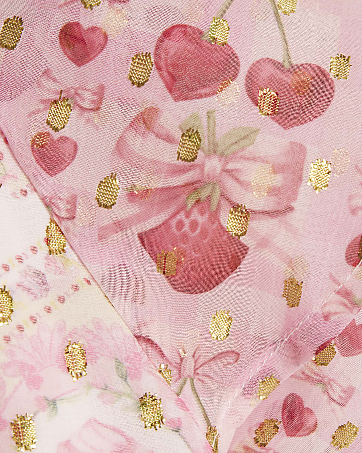 Mini Girls Pink Short Sleeve Printed Dress