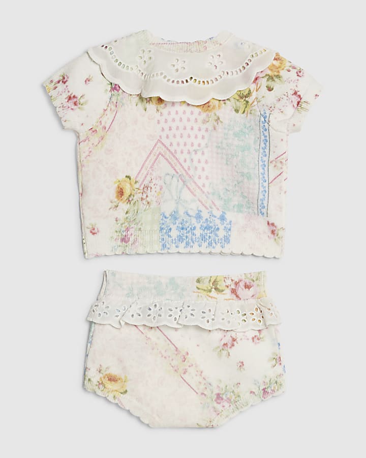Baby Girls Floral Patchwork Knit Set