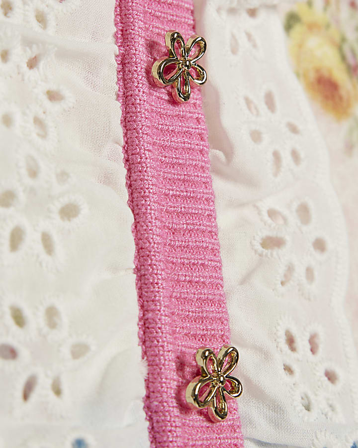 Mini Girls Cream Floral Skirt Set