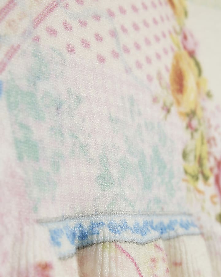 Mini Girls Cream Floral Skirt Set