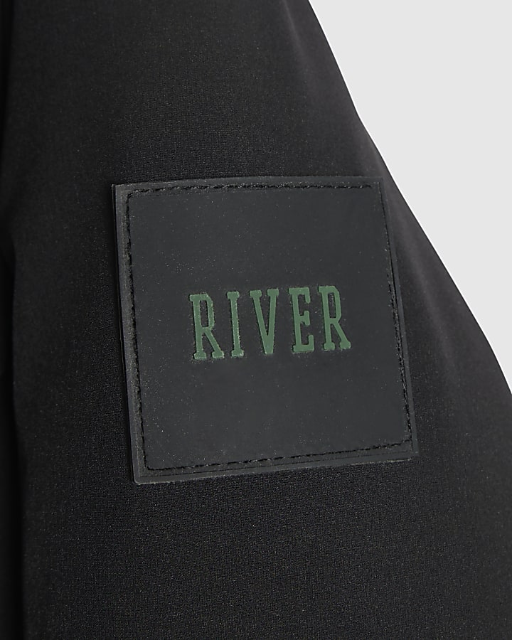 Boys Black Embossed River Hooded Coat