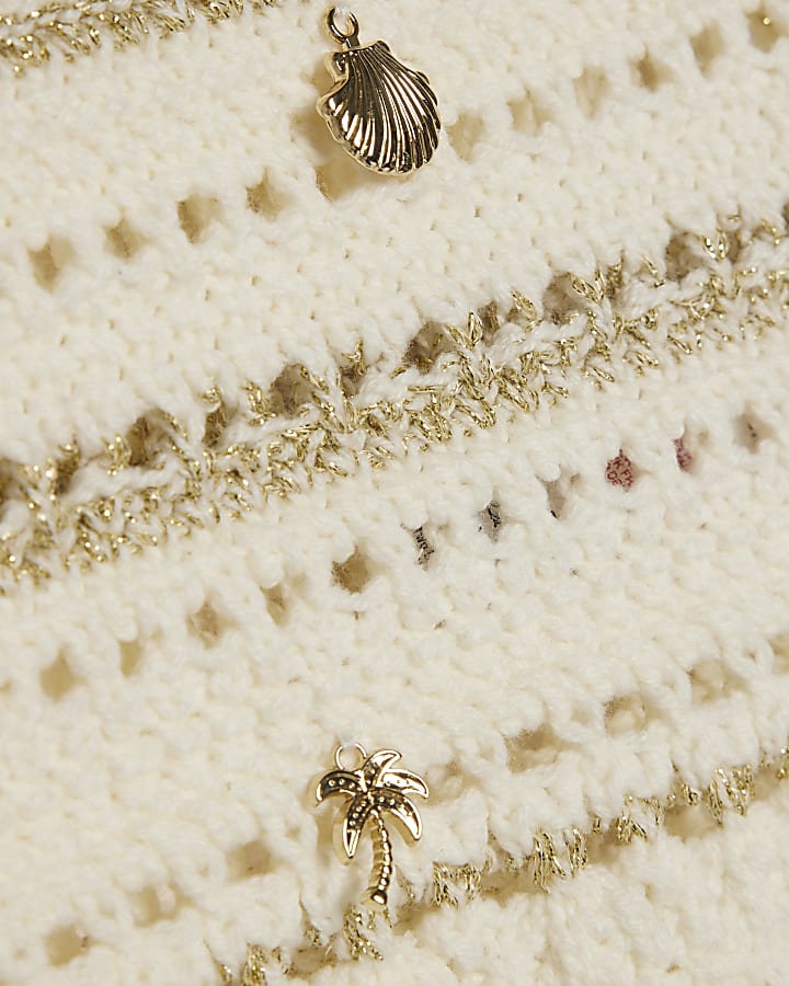 Girls Cream Charm Crochet Top
