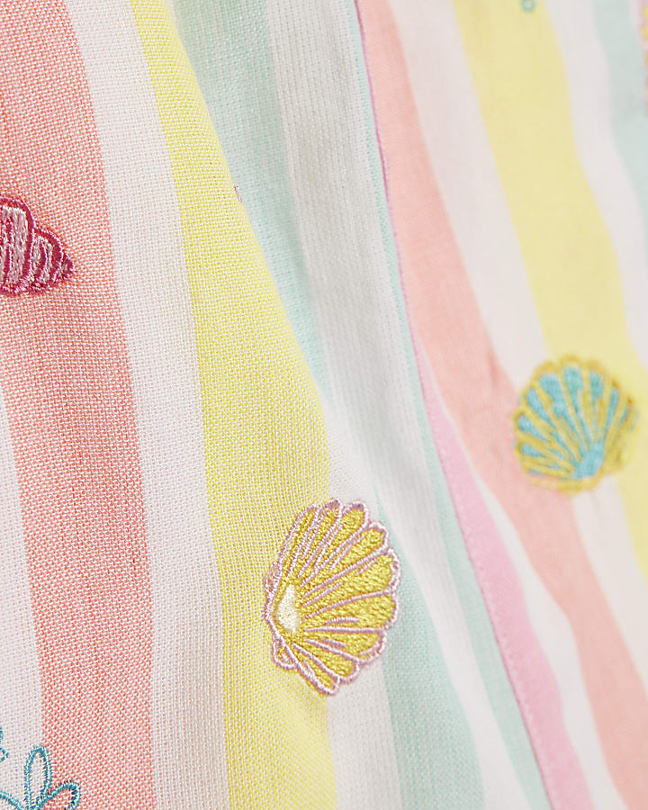 Baby Girls Pink Stripe Sea Shell Romper