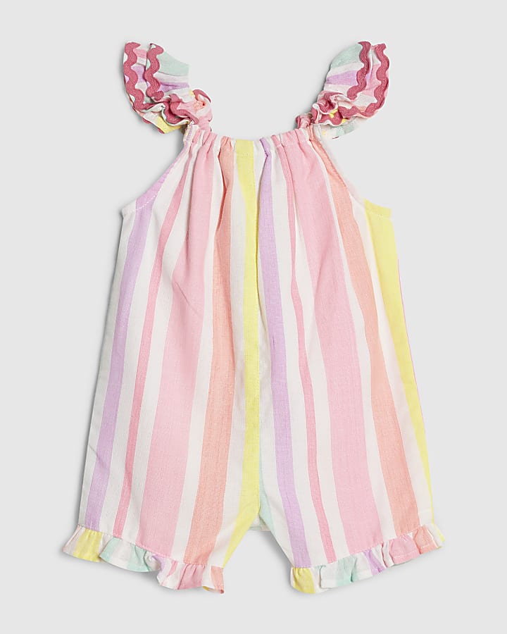 Baby Girls Pink Stripe Sea Shell Romper