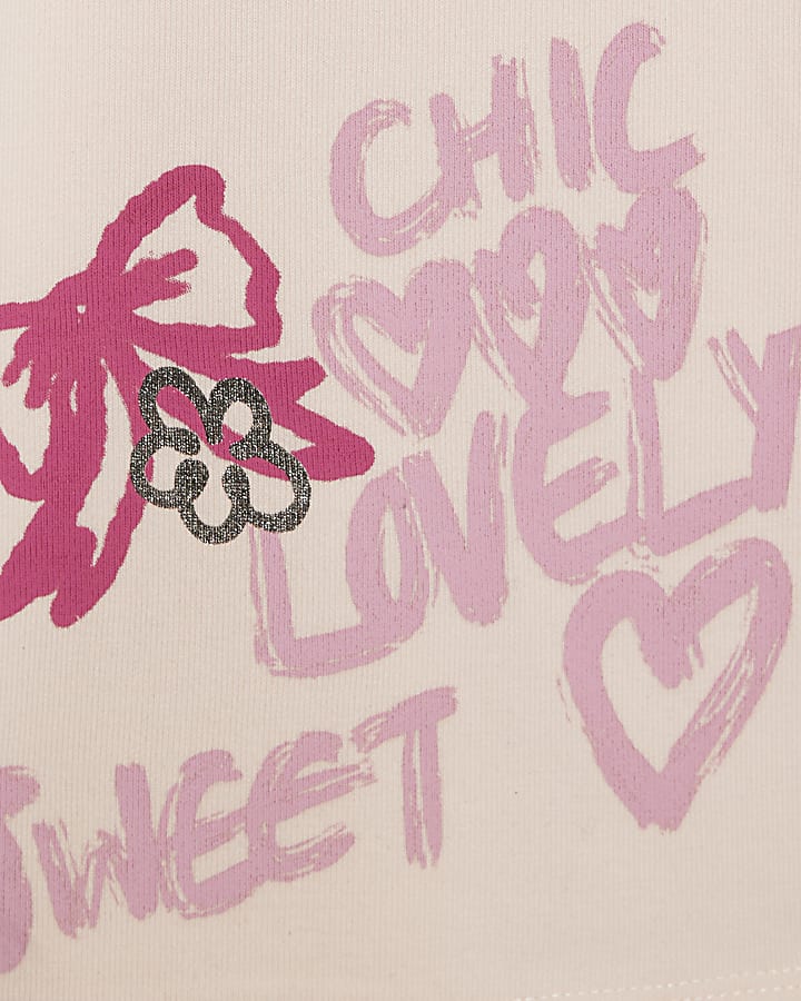 Girls Pink Graffiti Print Trousers