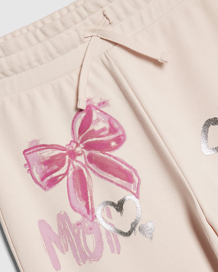 Girls Pink Graffiti Print Trousers
