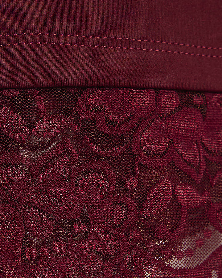 Girls Brown Lace Trim T-Shirt