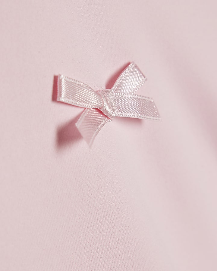 Girls Pink Lace Trim T-Shirt