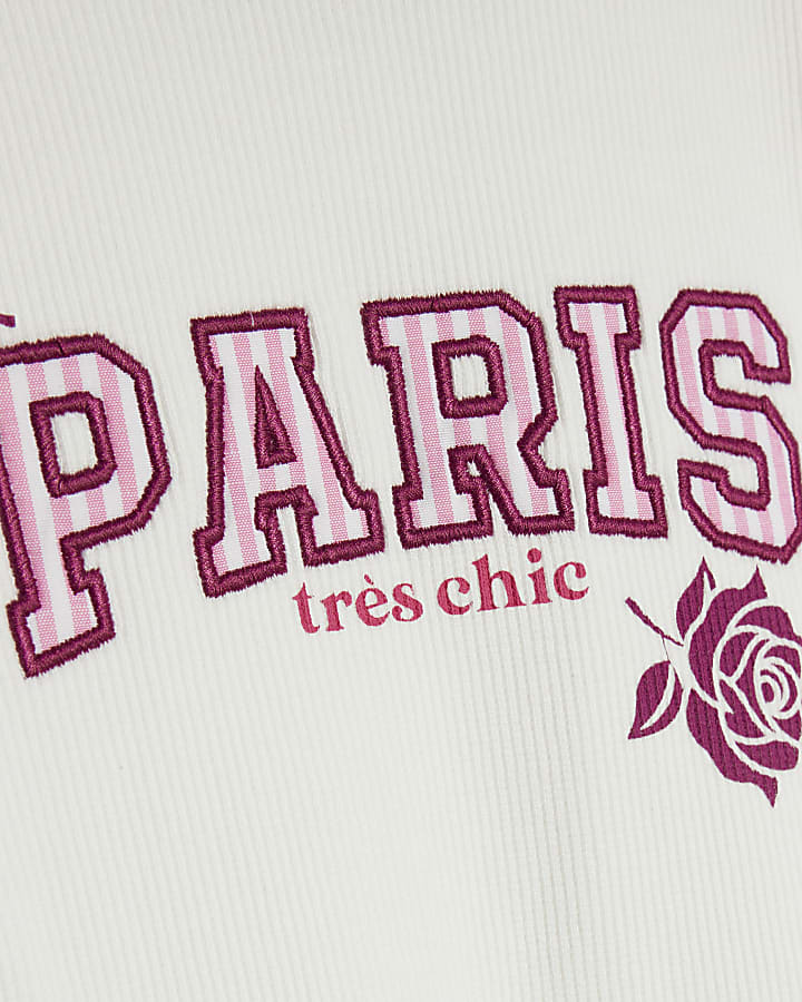 Girls White Paris Bow Dress