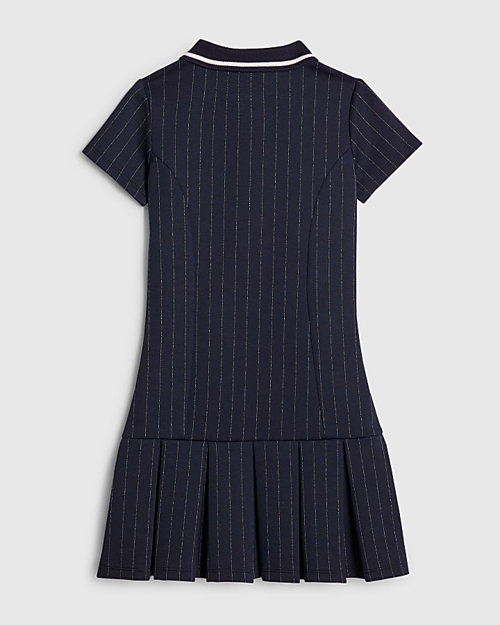 Girls Navy LA Pinstripe Polo Dress