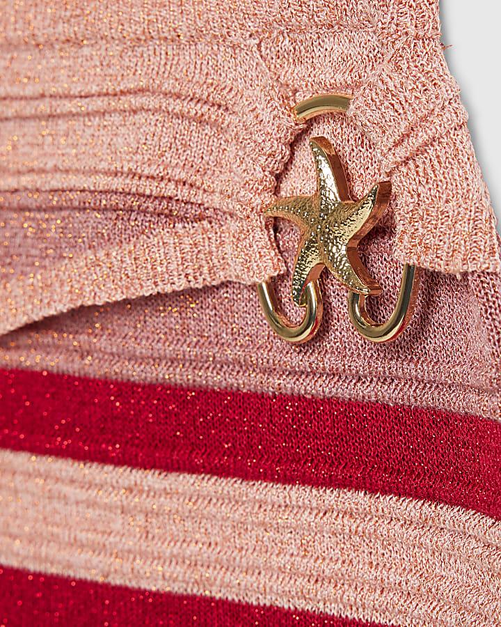 Girls Pink Stripe Starfish Top Set