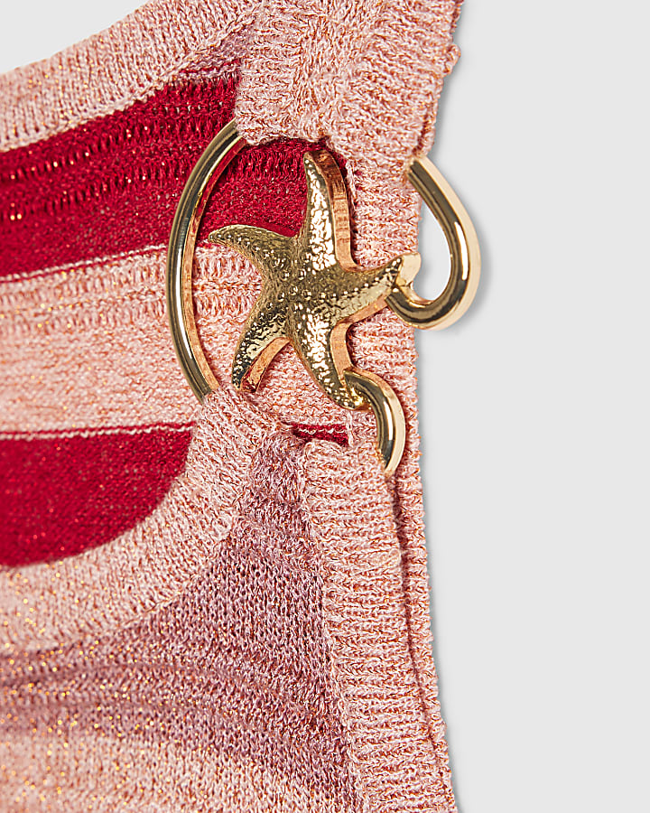 Girls Pink Stripe Starfish Top Set