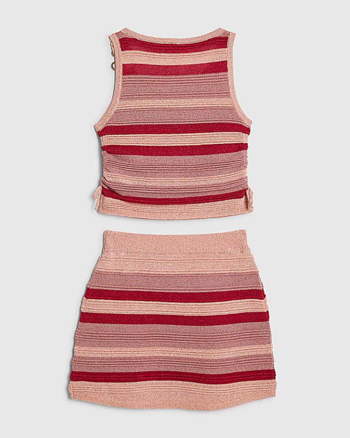 Girls Pink Stripe Starfish Top Set
