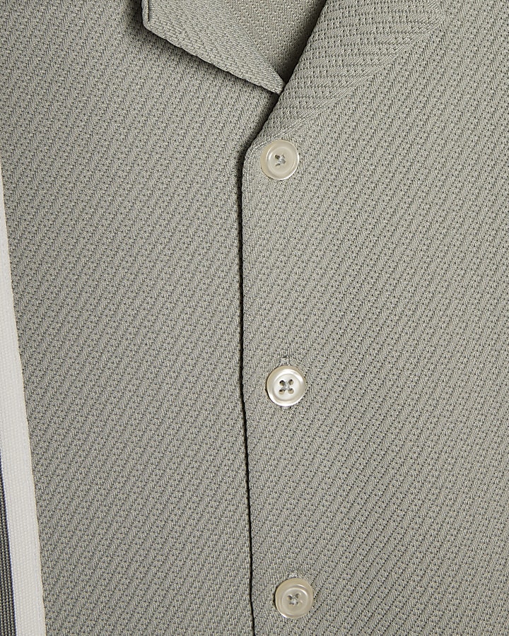 Boys Green Boxy Stripe Smart Shirt Set