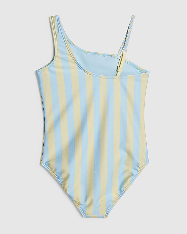 Girls Blue Dolphin Stripe Swimsuit