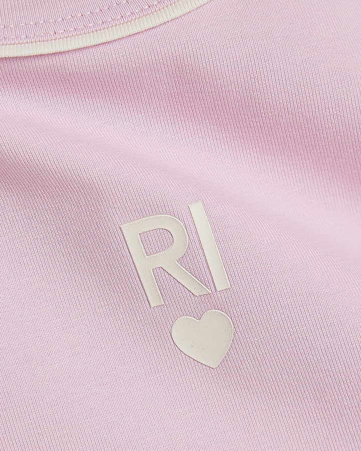 Girls Pink RI Waistband Tank and Shorts Set