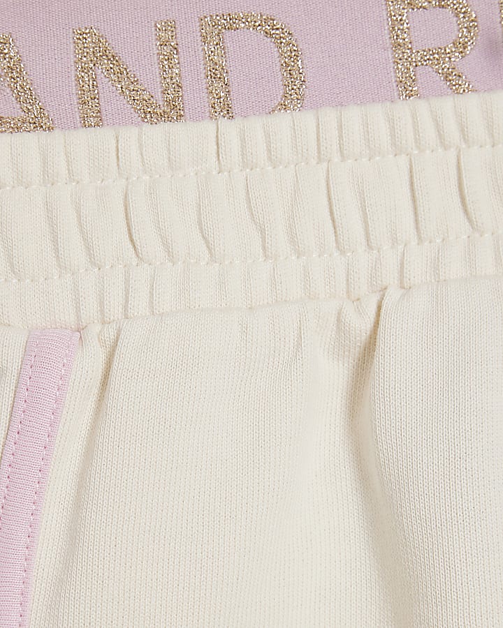 Girls Cream RI Waistband Tank and Shorts Set