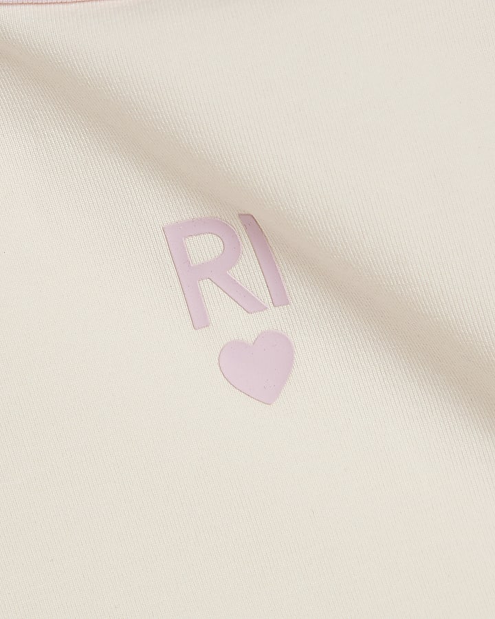 Girls Cream RI Waistband Tank and Shorts Set