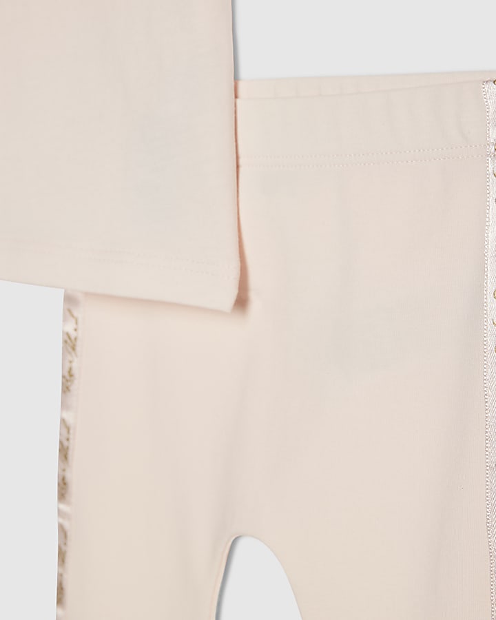 Baby Girls Pink Satin Bow T-Shirt Set