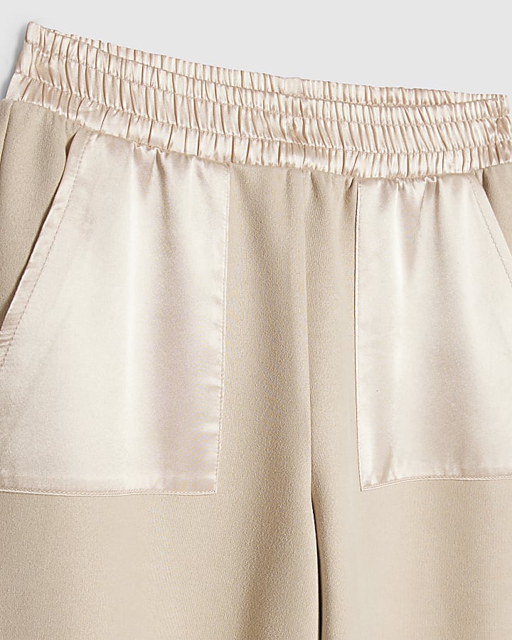 Girls Beige Faux Suedette Trousers