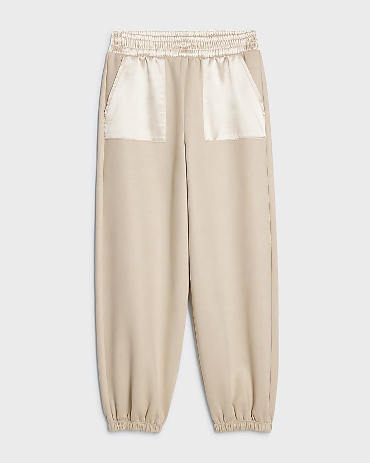 Girls Beige Faux Suedette Trousers