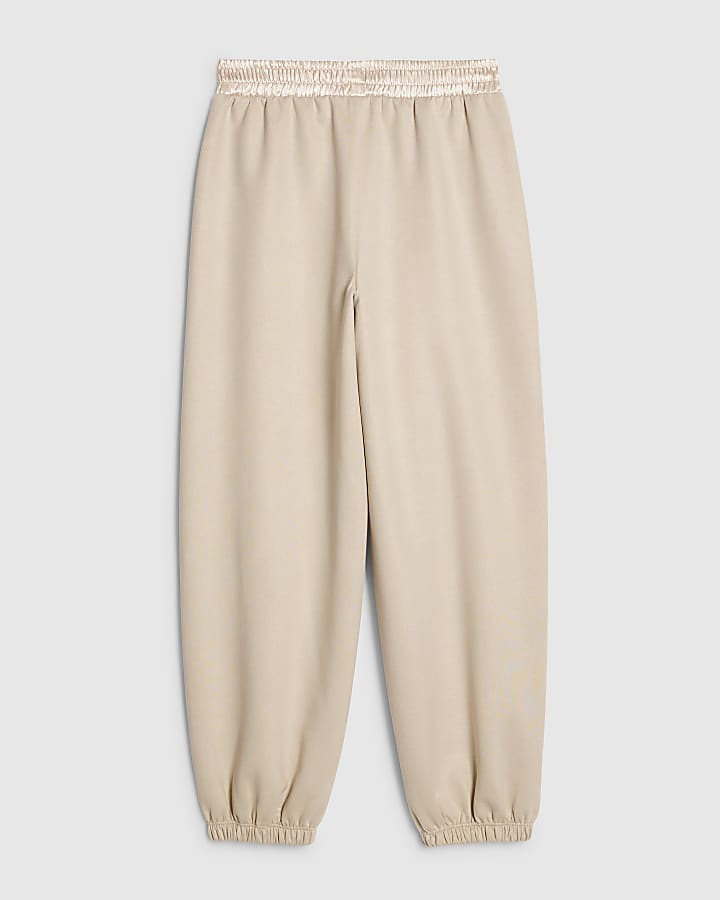 Girls Beige Faux Suedette Trousers