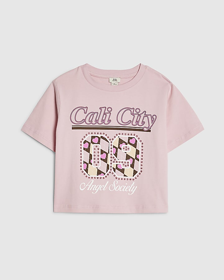 Girls Pink Cali City 09 Crop Top