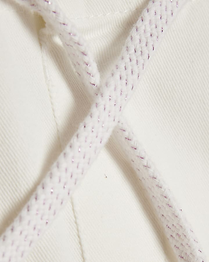 Girls White Wide Leg Jeans