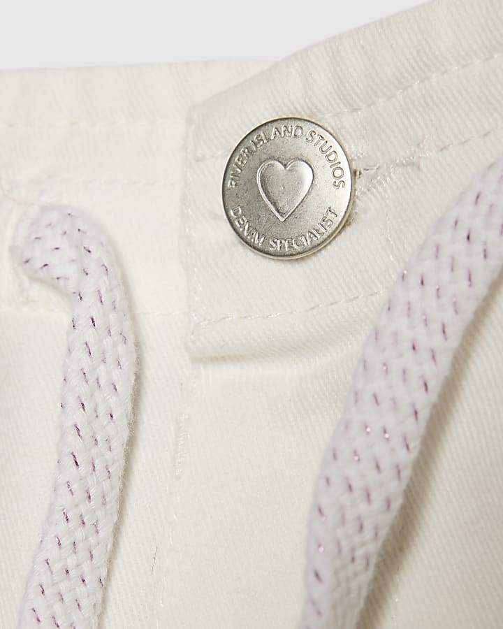 Girls White Wide Leg Jeans