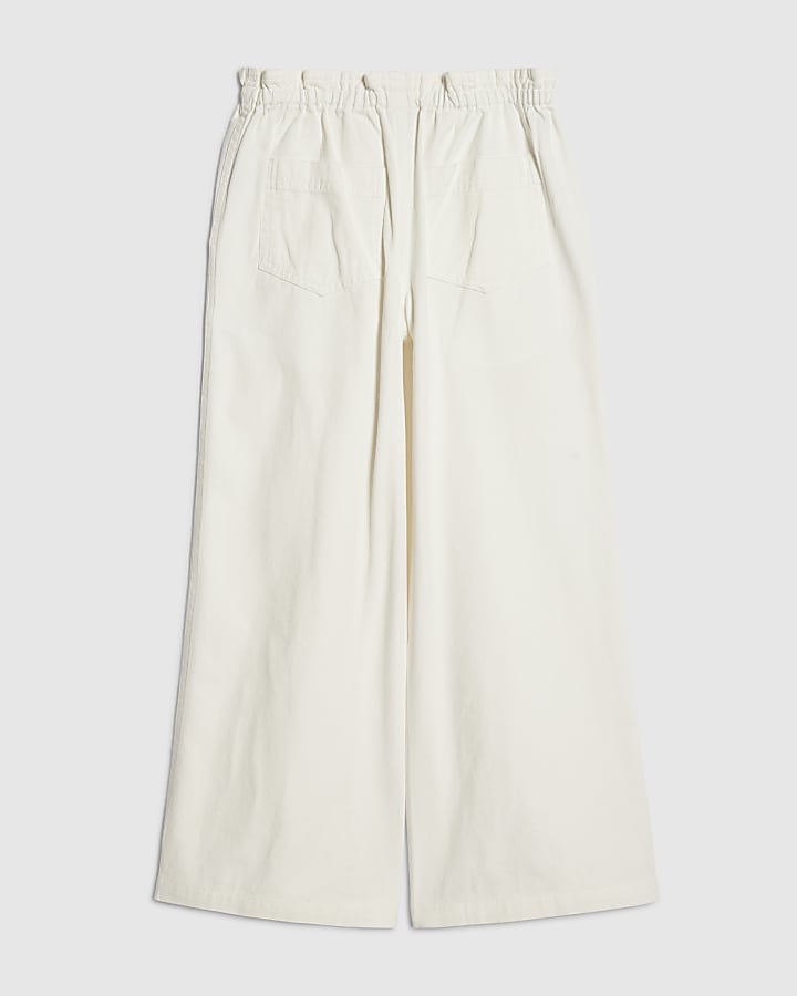 Girls White Wide Leg Jeans