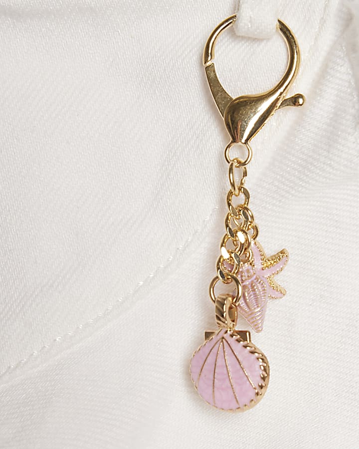 Girls White Asymmetric Denim Skirt