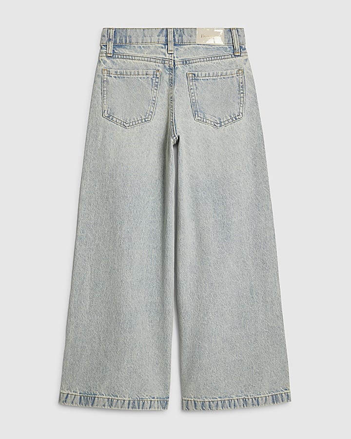 Girls Blue Wide Leg Jeans