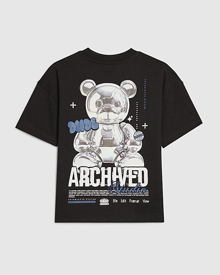 Boys Black Chrome Bear T-Shirt