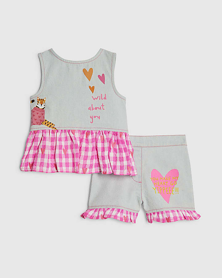Mini Girls Blue Denim Hybrid Tiger Set
