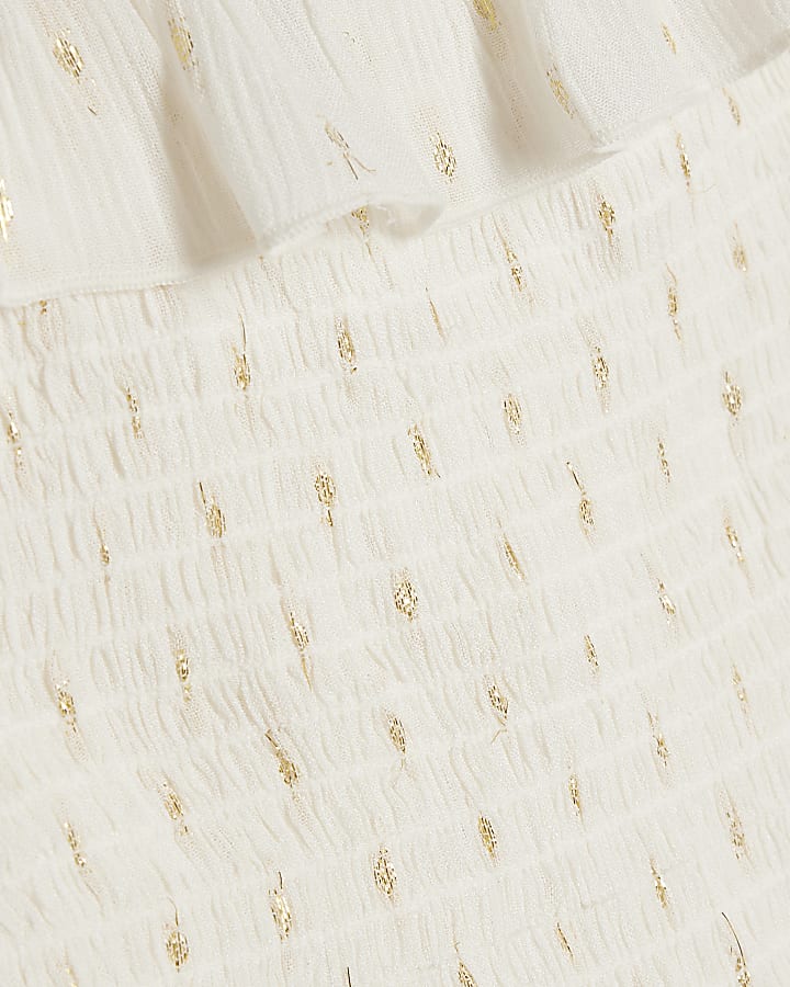 Girls White Spot Print Hareem Trousers Set