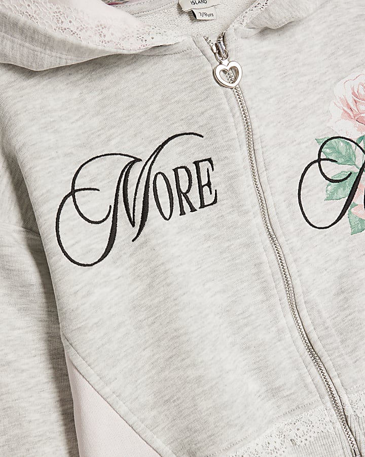 Girls Grey More Amour Tracksuit Set