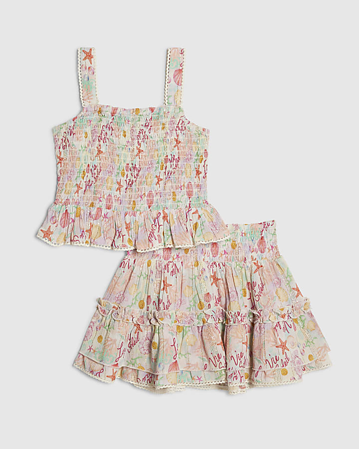 Mini Girls White Under The Sea Top Set