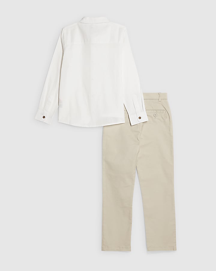 Boys White Shirt And Chino Trousers Set