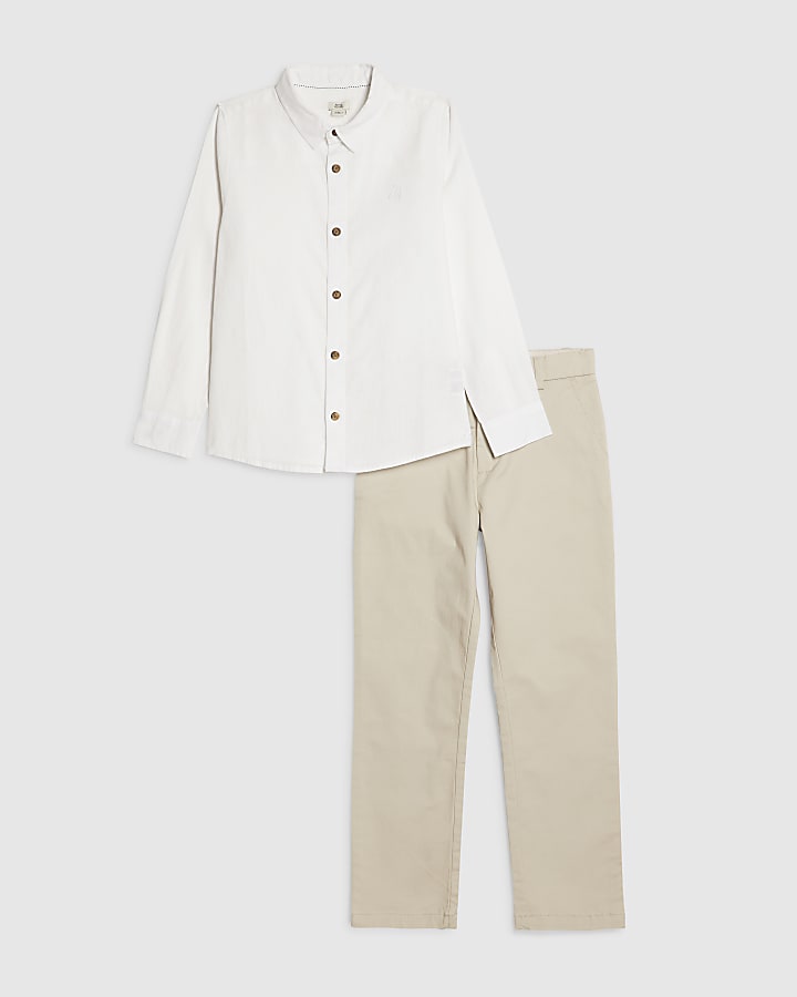 Boys White Shirt And Chino Trousers Set