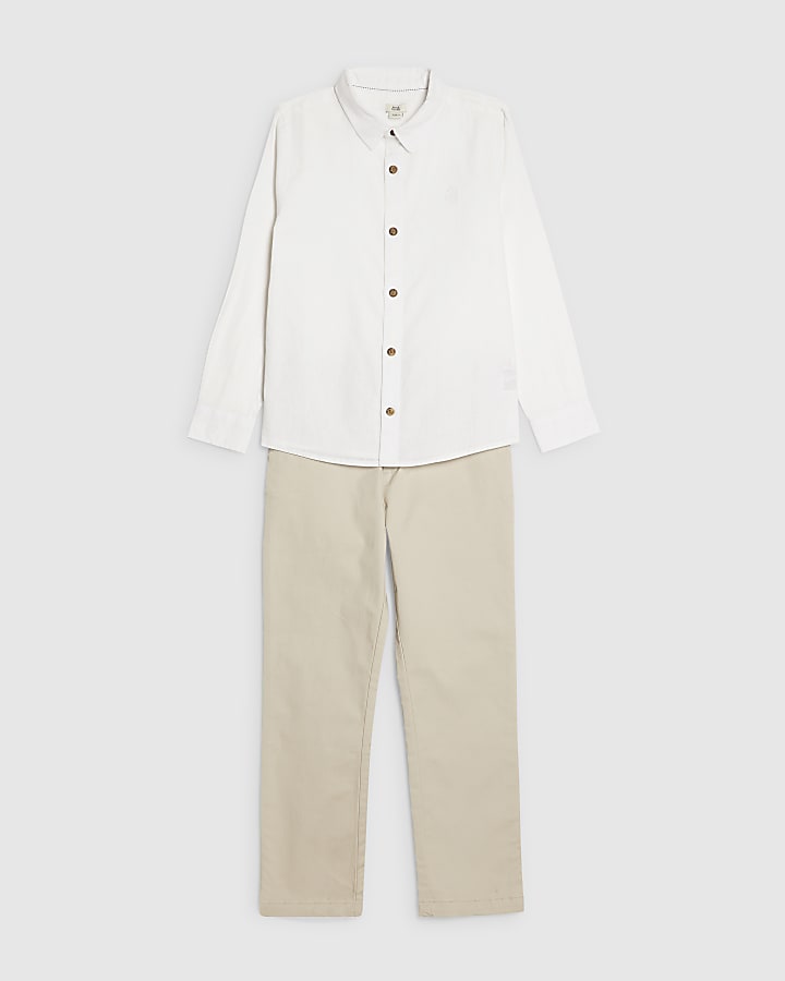 Boys White Shirt And Chino Trousers Set