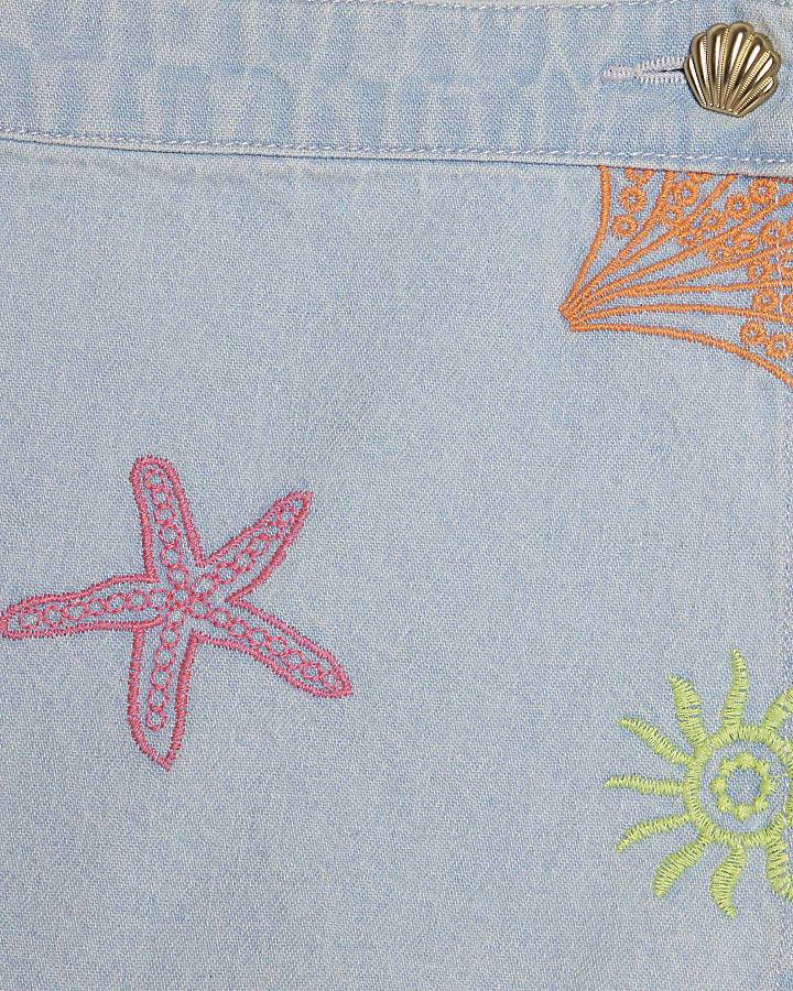 Mini Girls Denim Sea Fishes Waistcoat Set