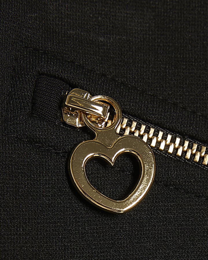 Girls Black Zip Ponte Leggings