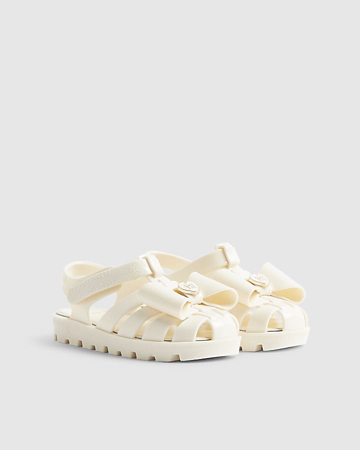 Mini Girls Cream Bow Sandals